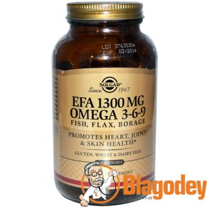 Солгар Омега (Omega) 3-6-9, 1300 мг капсулы, 120 шт.
