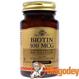 Солгар, Биотин (Solgar, Biotin) 300 мкг табл., 100 шт. Купить, цена, отзывы