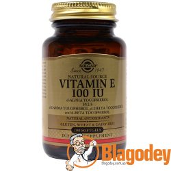 Солгар Витамин Е (Solgar, Natural Vitamin E, 100 IU), софтгели, 100 шт. Купить, цена, отзывы