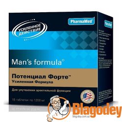 Man’s Formula (Менс формула) Потенциал форте усиленная форма таблетки 1200мг, 15 шт. Купить, цена, отзывы.