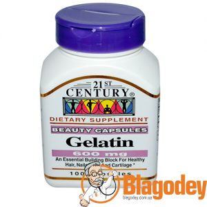 21st Century, Gelatin (Желатин) 600 мг, 100 кап. Купить, цена, отзывы.