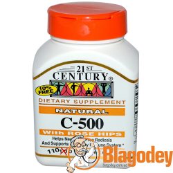 21st Century, Natural C-500 (Витамин С с шиповником), 110 таб. Купить, цена, отзывы.